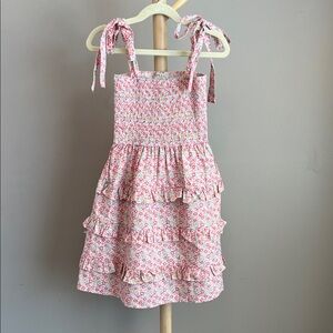 Pink Lily Kids Girls Floral Pink Summer Smocked Sundress 5/6T
